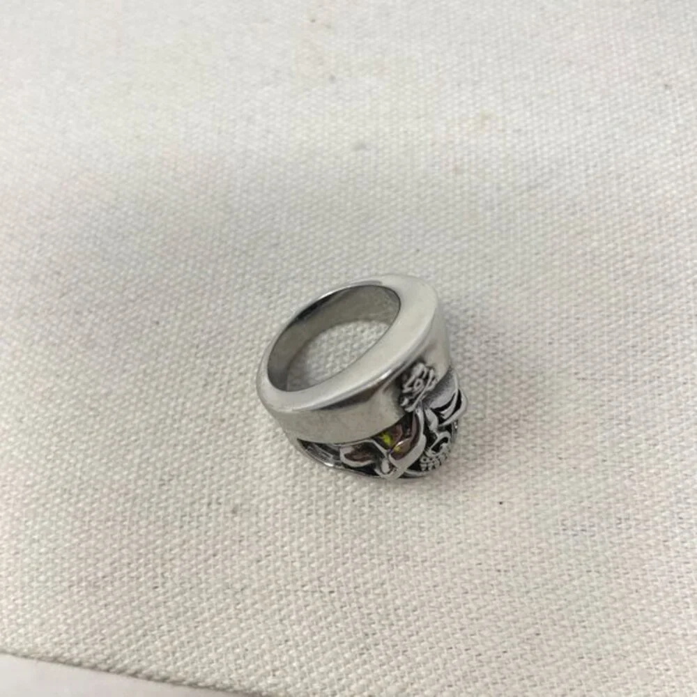 Pirate Skull Ring Stainless Steel Size 9‎ Biker Goth Punk Metal Silver-Tone